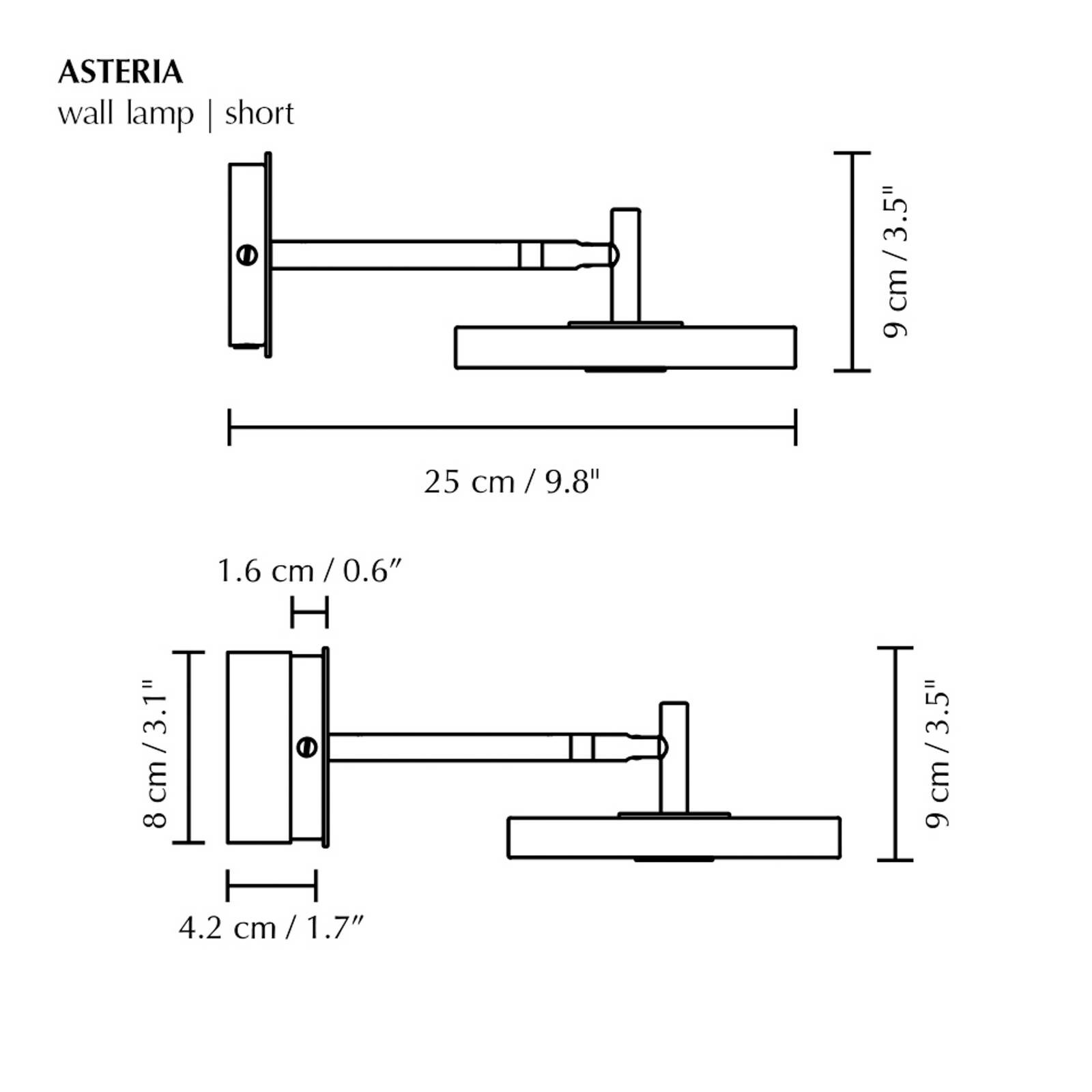 UMAGE LED nástenné svetlo Asteria SHORT HW, leštená oceľ, 28 cm