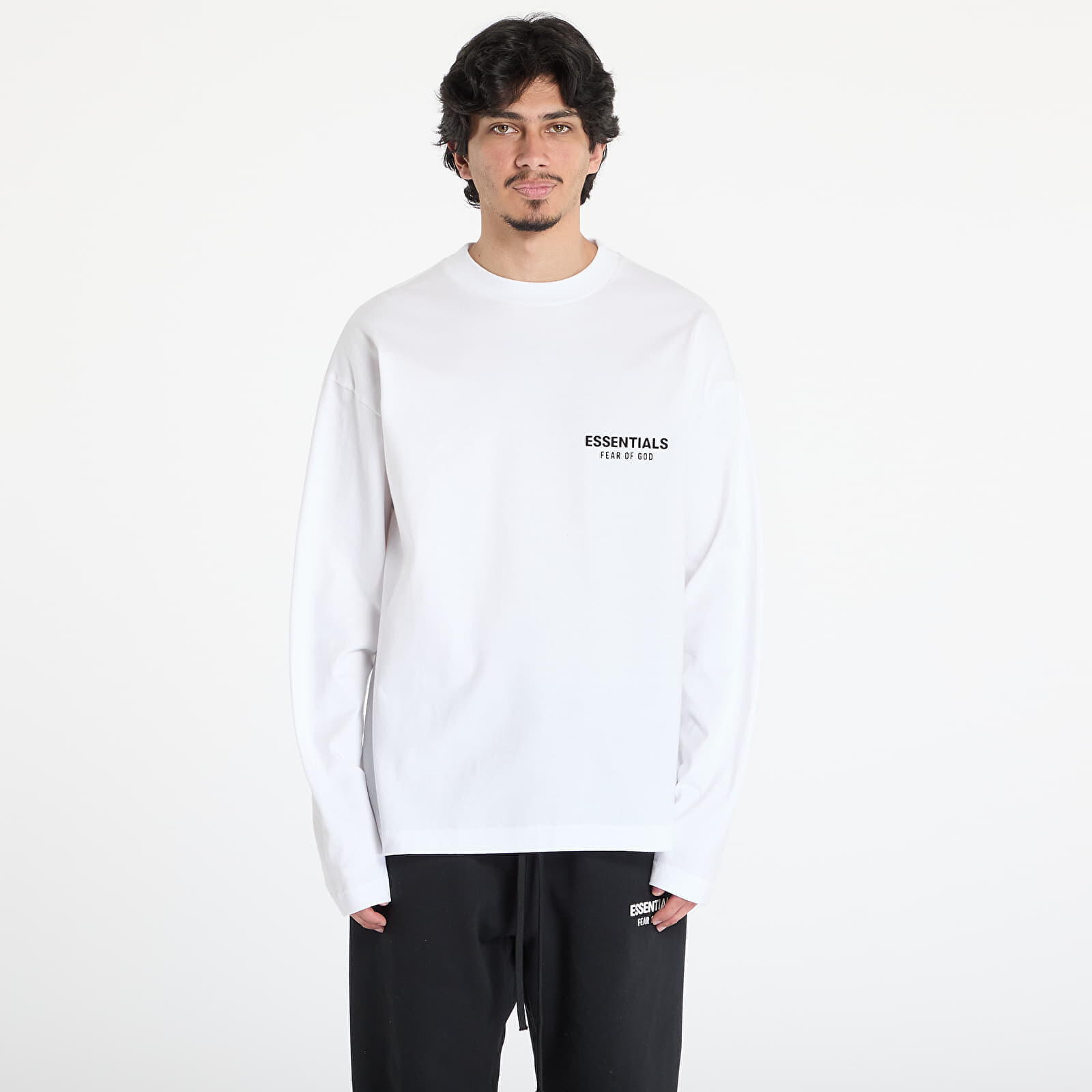 Tričko Fear of God Essentials Classic Fit Long Sleeve Tee Bright White XL