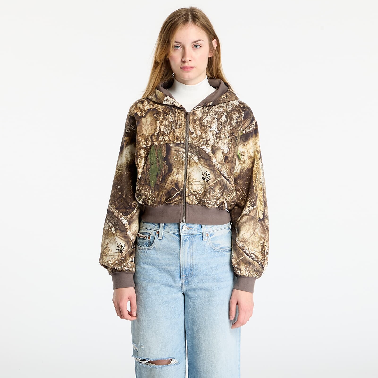 Mikina Jordan Brooklyn Fleece Women's Realtree Mod Crop Full-Zip Hoodie Sail/ Sail XL