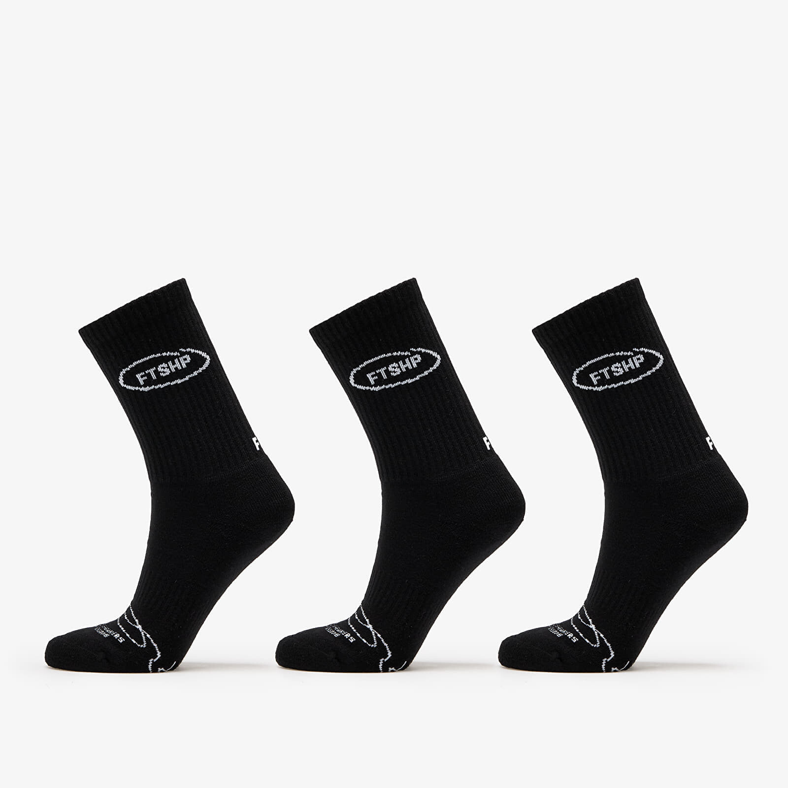 Ponožky Footshop Basic Crew Socks 3-Pack Black 43-46