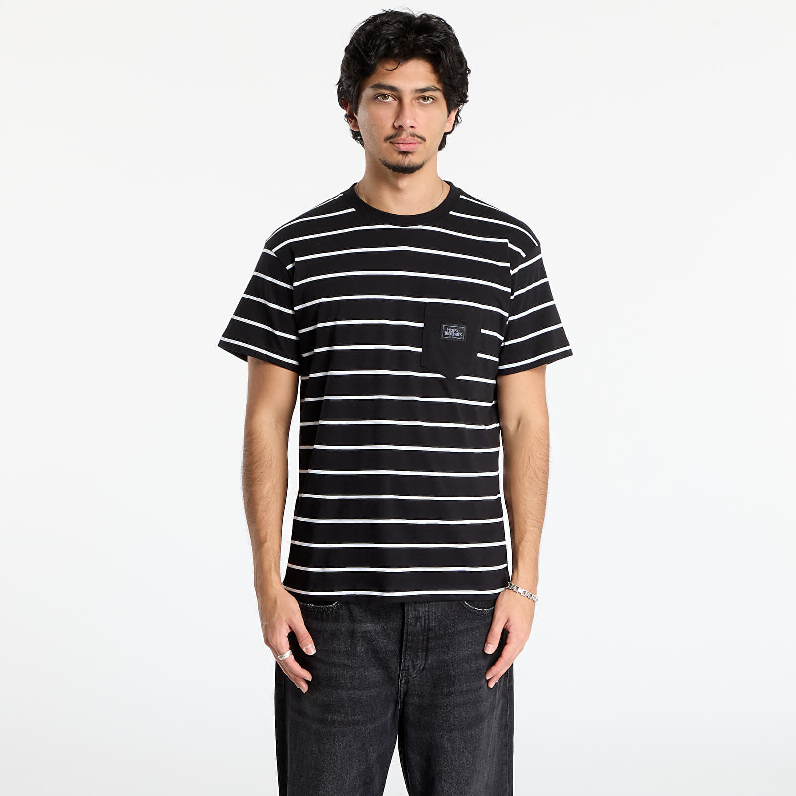 Tričko Horsefeathers Alpha T-Shirt Black Stripes M