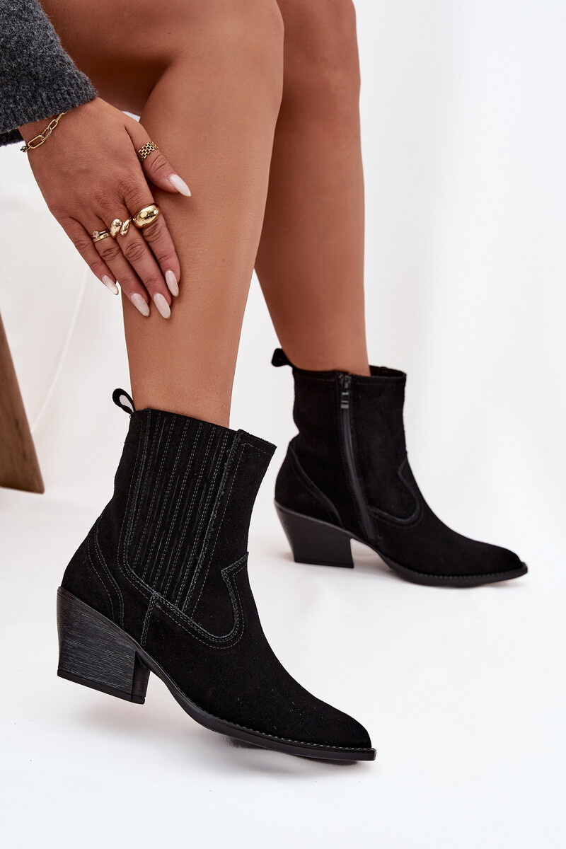 Boto Semišové Kováčske Čižmy Ženy Na Päti Izolované Čierne Dylira