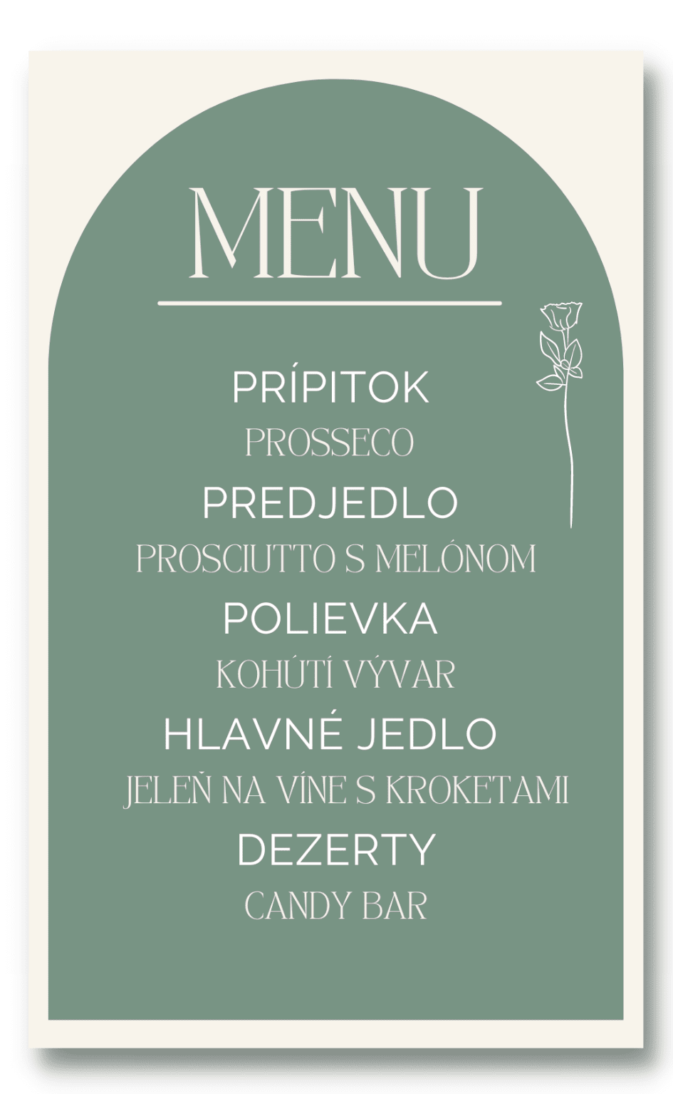 Personal Menu - Greenery Rose Zvoľte množstvo: od 1 ks do 10 ks