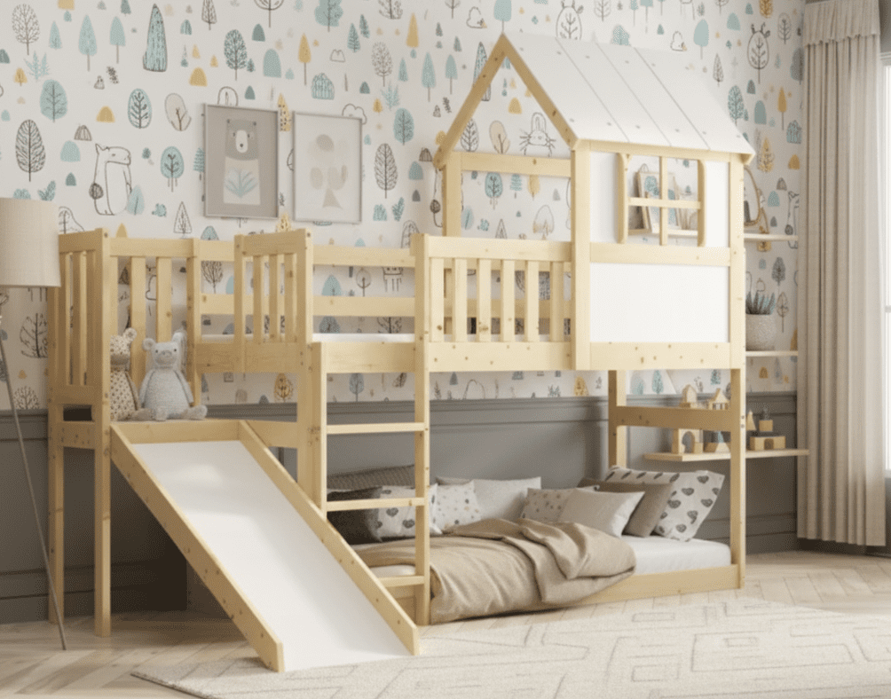 BMS Detská poschodová posteľ ANTRESOLA domček | biela 90 x 200 cm