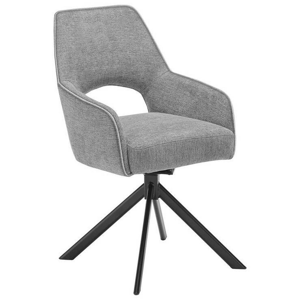 SetOne by Musterring STOLIČKA S PODRÚČKAMI, železo, sivá, čierna