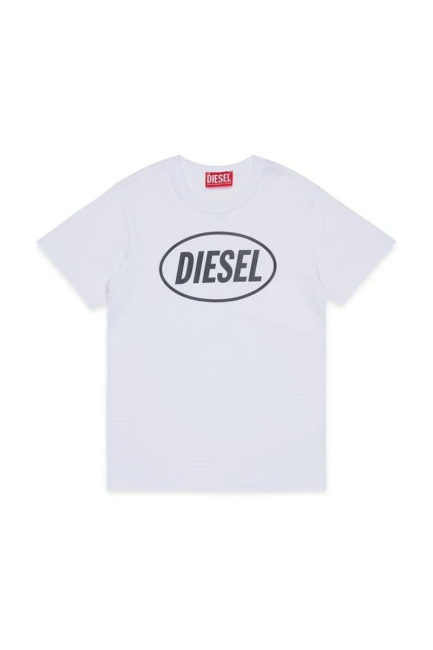 Detské bavlnené tričko Diesel TUNDRA T-SHIRT biela farba, s potlačou, J02464