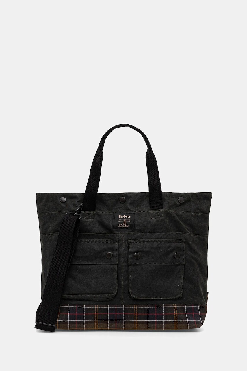 Taška Barbour Field Wax zelená farba, UBA0750