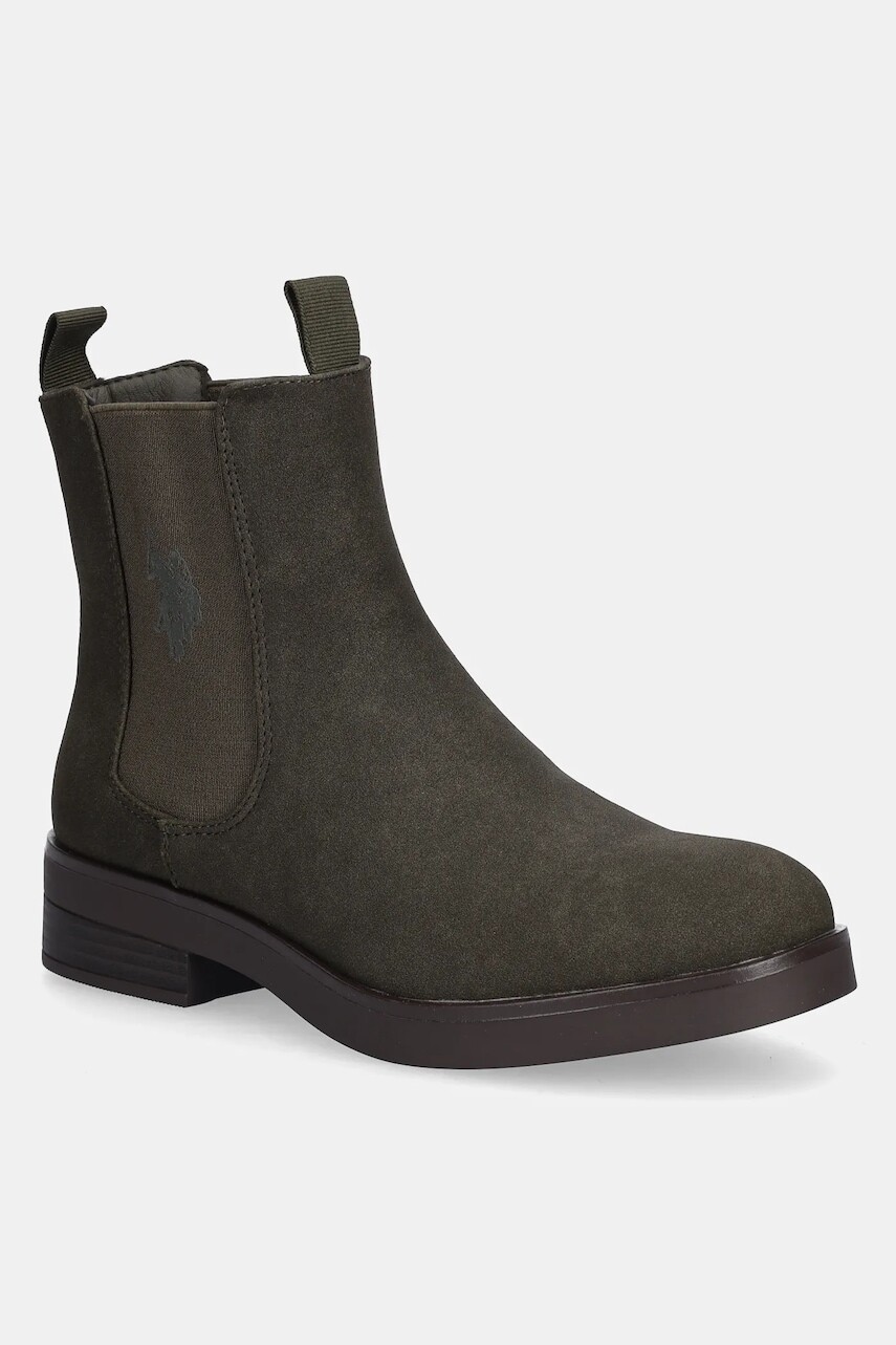 Topánky chelsea U.S. Polo Assn. YLENIA003W zelená farba, na plochom podpätku, YLENIA003W/EH1