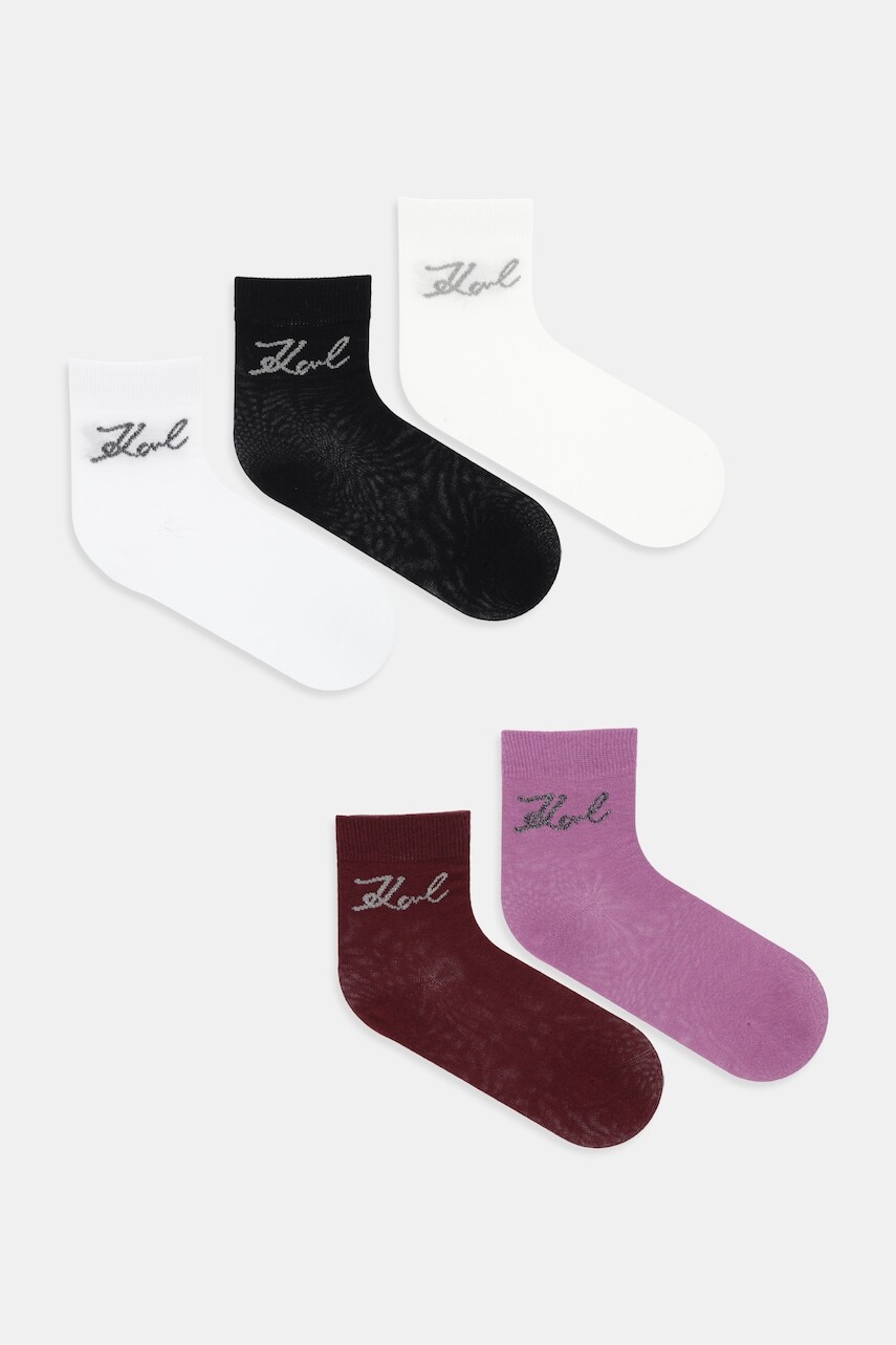 Ponožky Karl Lagerfeld 5-pak K/SIGNATURE biela farba, A4W47032