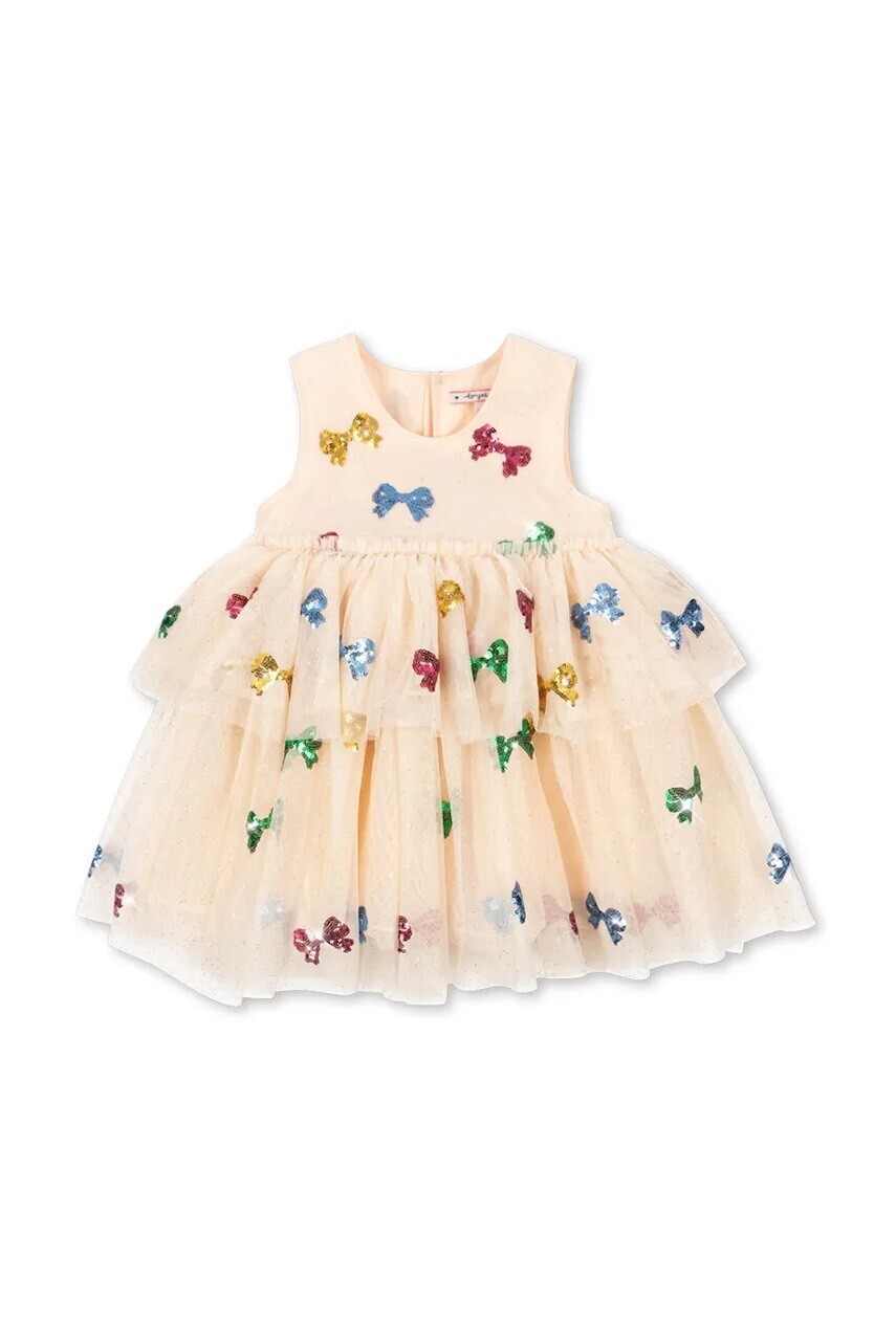 Dievčenské šaty Konges Sløjd YVONNE FAIRY DRESS béžová farba, mini, áčkový strih, KS104046