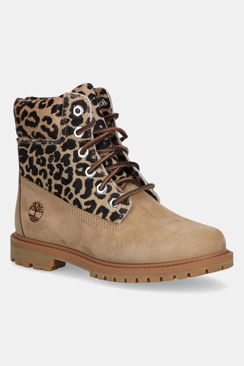 Kožené workery Timberland Premium 6 Inch Lace Up zelená farba, na plochom podpätku, TB0A5M5NEN31