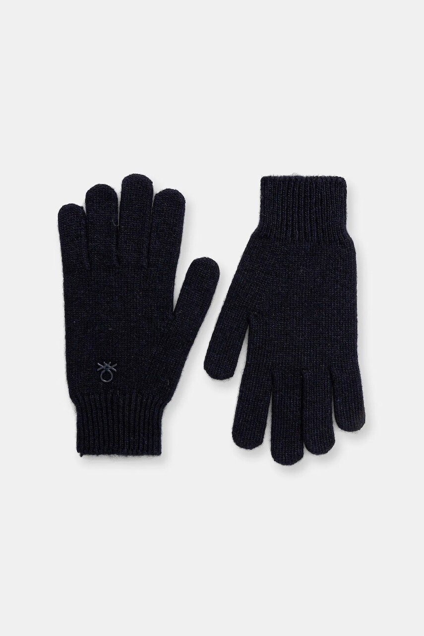 Detské rukavice s prímesou vlny United Colors of Benetton tmavomodrá farba, 126WCG00M