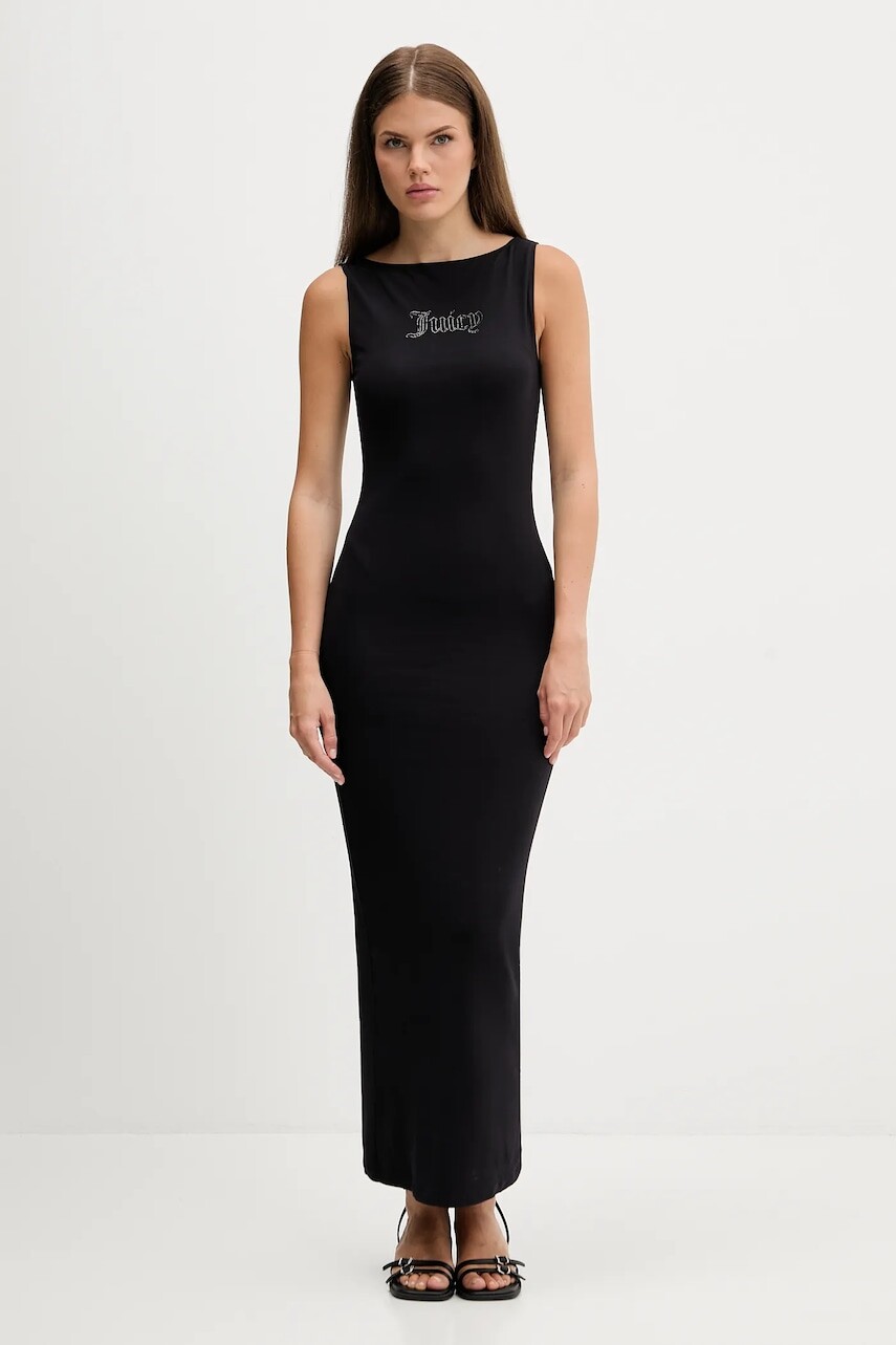 Šaty Juicy Couture čierna farba, maxi, rovný strih, JCWED225318