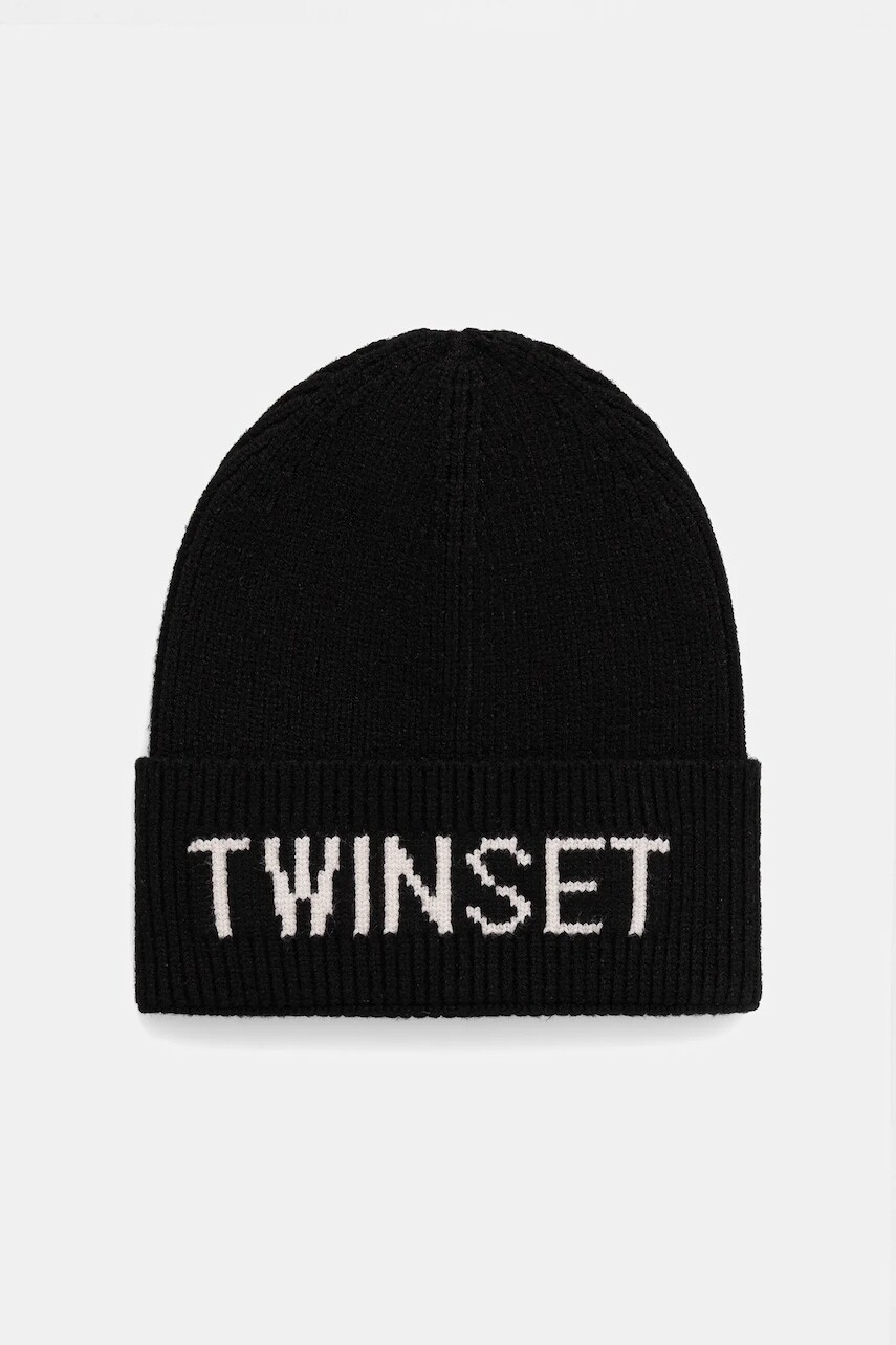 Čiapka Twinset čierna farba biela, 252GJ5015
