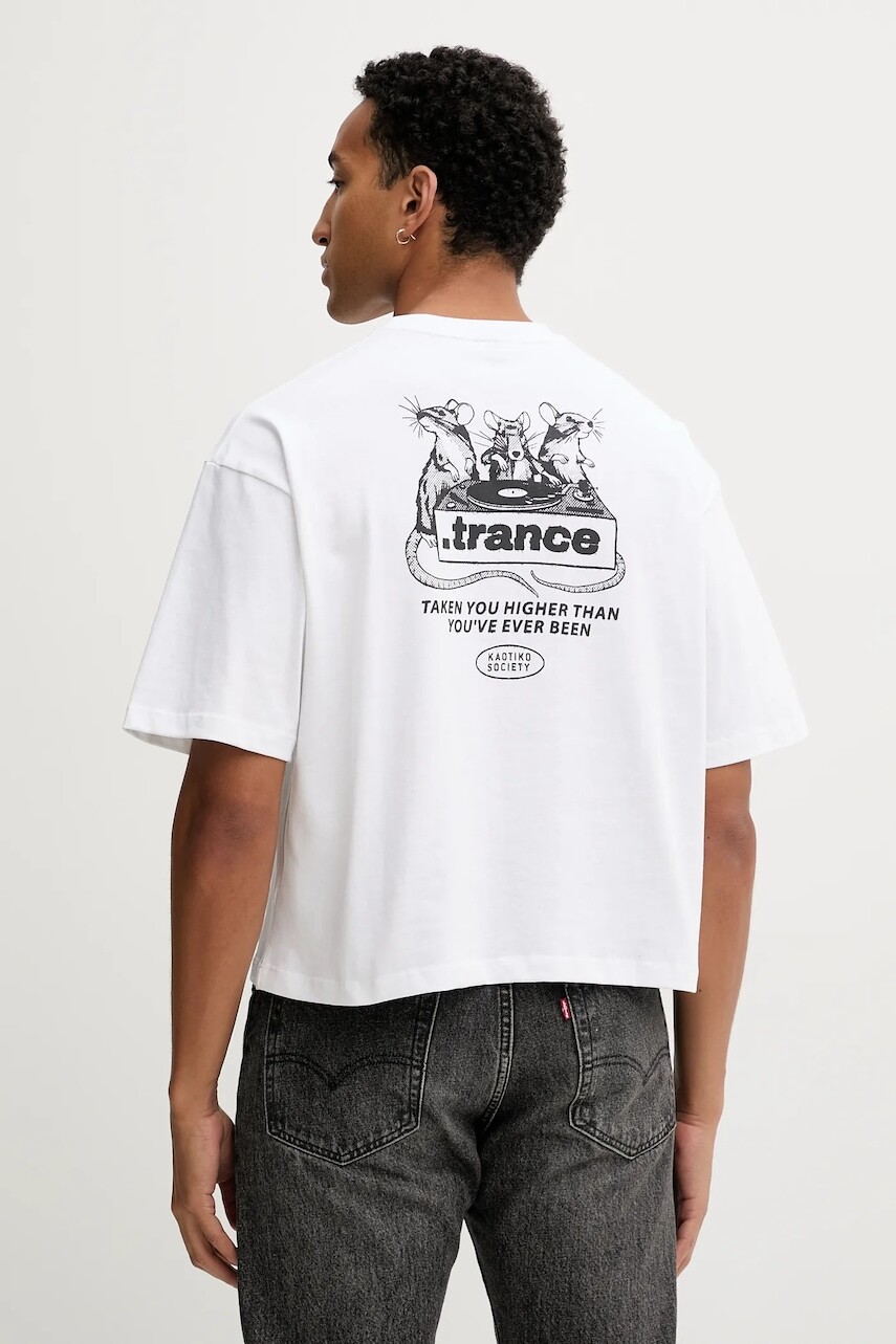 Bavlnené tričko Kaotiko biela farba, s potlačou, AR023-01S-M002