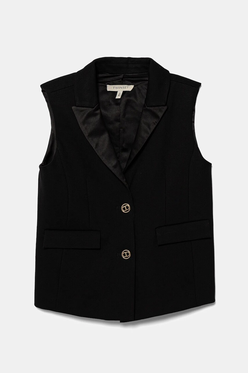 Detská vesta Twinset čierna farba, 252GJ2114