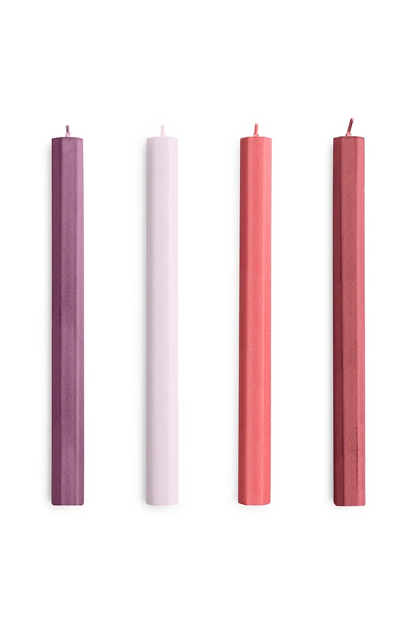 Sada sviečok HAY Hexagon Candle 2,2 x 24 cm 4-pak ružová farba
