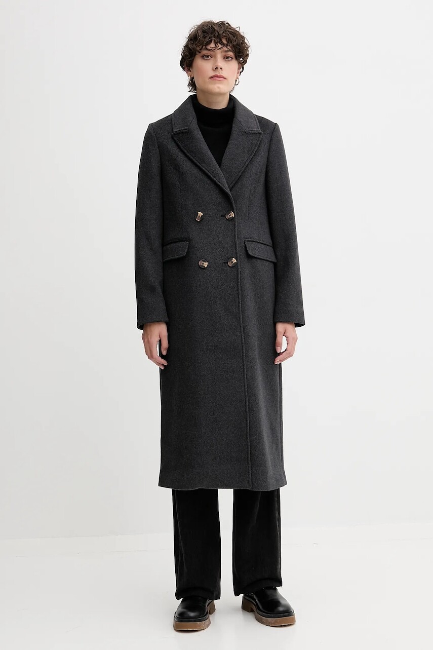 Kabát s prímesou vlny Pepe Jeans šedá farba, PL4024361