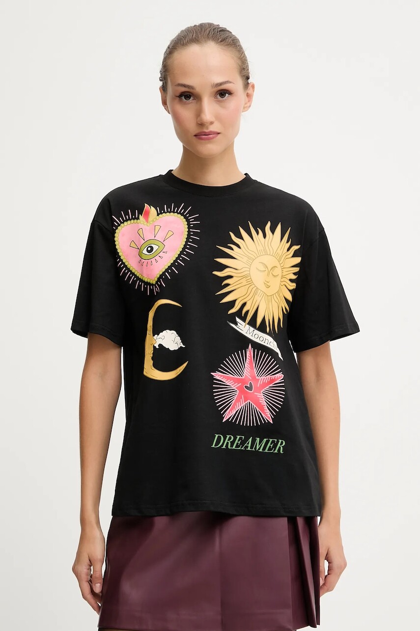 Bavlnené tričko Never Fully Dressed dámske, čierna farba, NFDTO1988