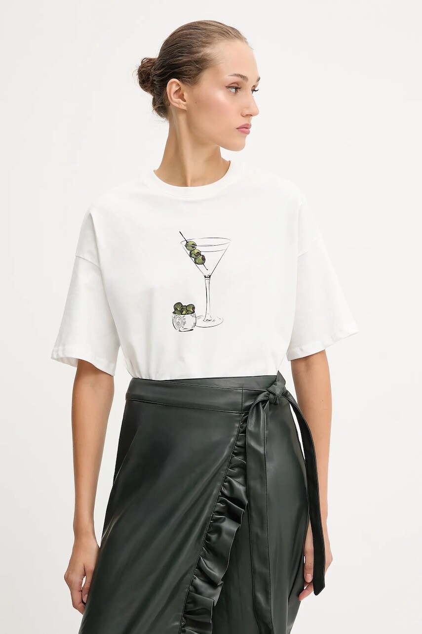 Bavlnené tričko Never Fully Dressed dámske, biela farba, NFDTO1605