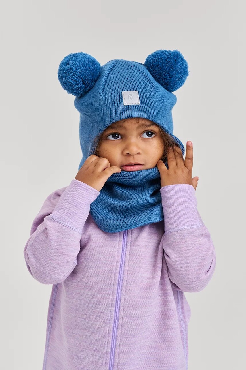 Detská vlnená kukla Reima Vekkuli modrá farba, 5300333A