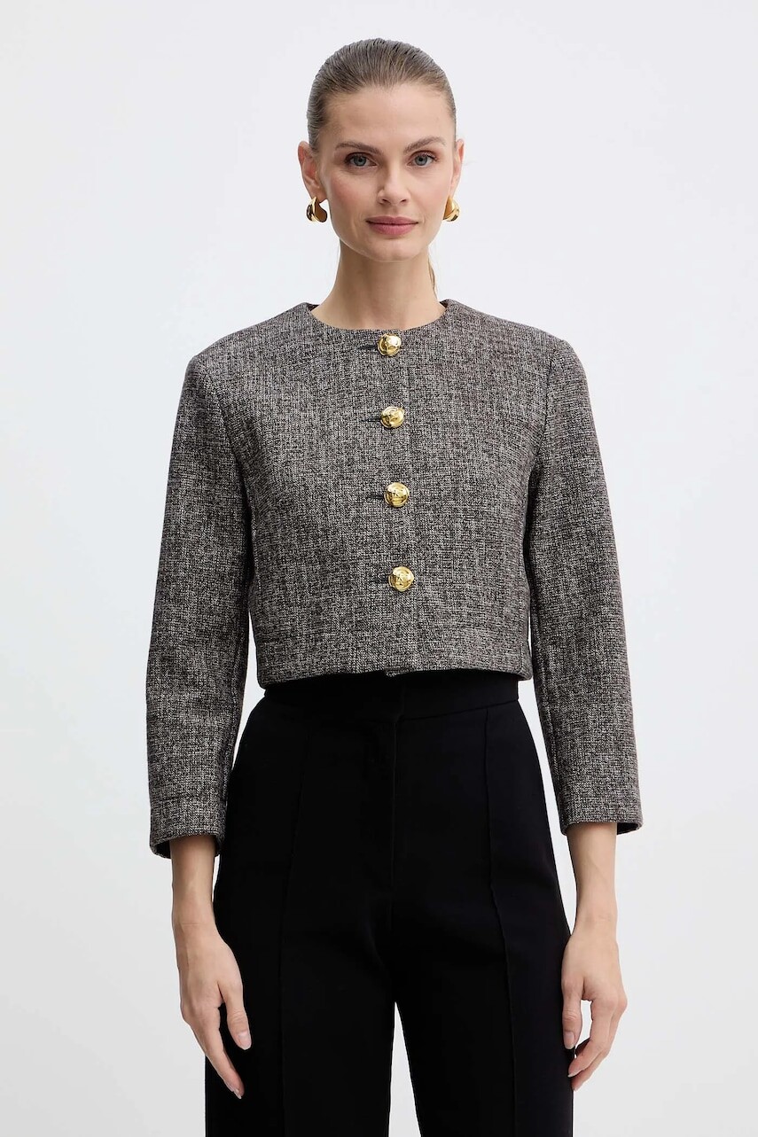 Sako s prímesou vlny Pinko hnedá farba, jednoradové, jednofarebné, 105708 A2QX