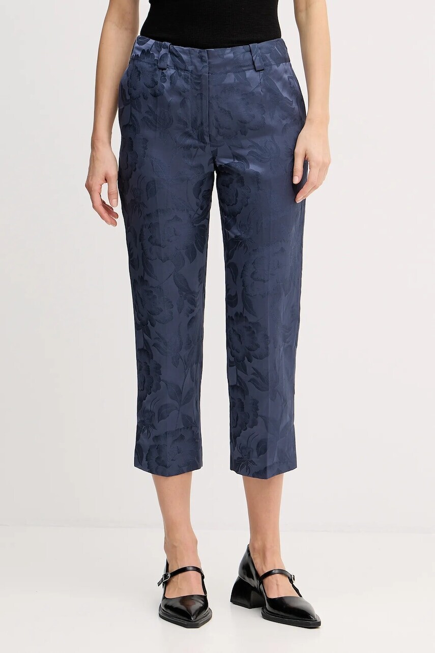 Nohavice s prímesou ľanu Kenzo dámske, rovné, stredne vysoký pás, FF52PA0939JG.67