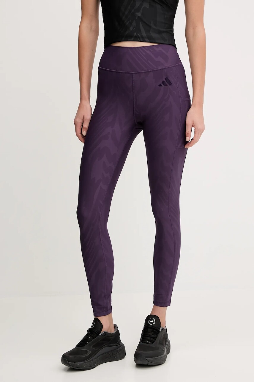Tréningové legíny adidas Performance Optime fialová farba, s potlačou, JX3126