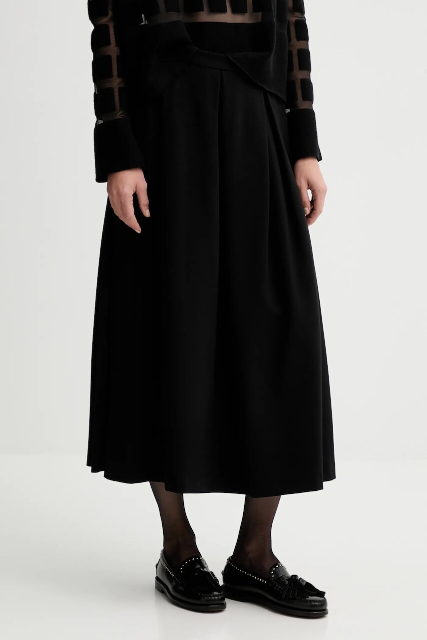 Sukňa Liviana Conti čierna farba, midi, áčkový strih, L5WI40