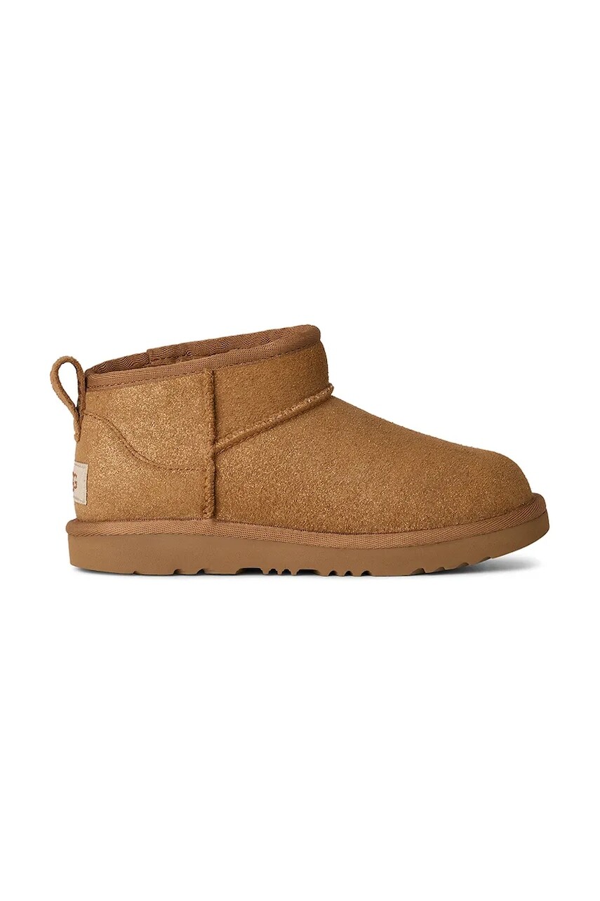 Detské zimné semišové topánky UGG CLASSIC ULTRA MINI DAZZLE hnedá farba, 1171291K