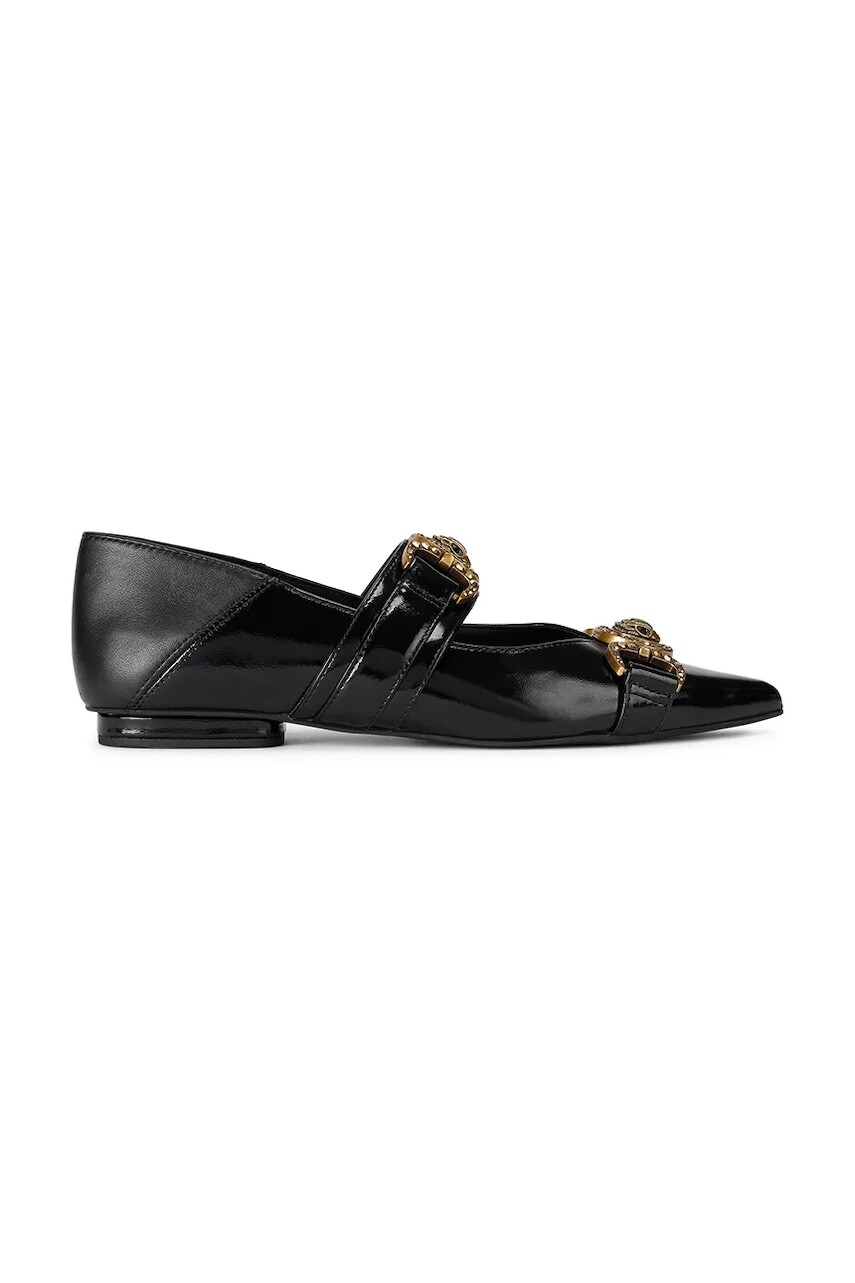 Kožené balerínky Kurt Geiger London Mansion Point Slip On čierna farba, 4986600309