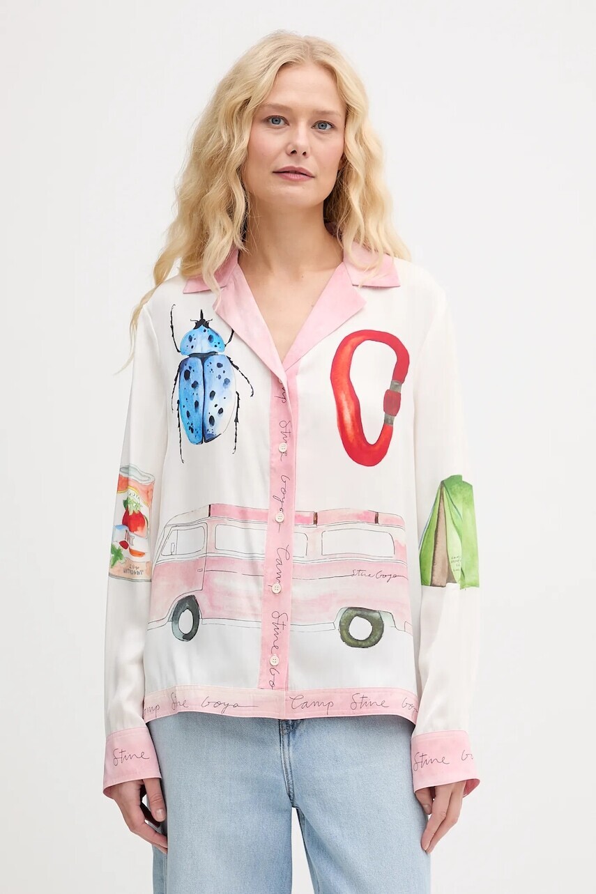 Košeľa Stine Goya 0 béžová farba, voľný strih, s klasickým golierom, SG-AW25-T096-2263