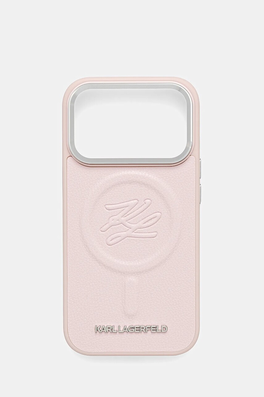 Puzdro na mobil Karl Lagerfeld iPhone 17 Pro ružová farba, KLHMP17LPGFKLRDP