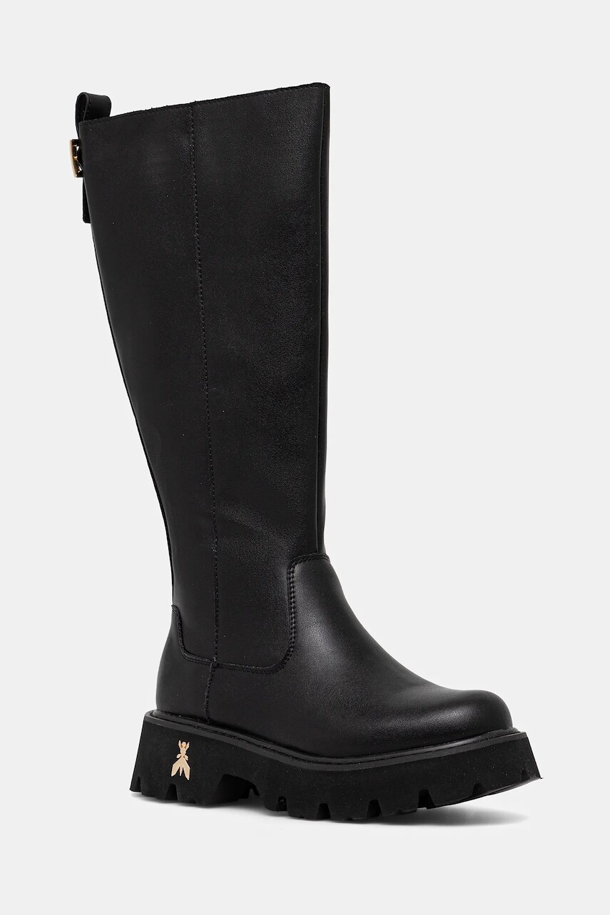 Detské kožené čižmy Patrizia Pepe čierna farba, PPJ973