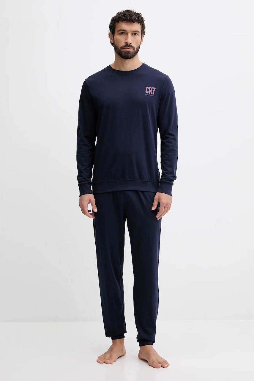 Bavlnené pyžamo CR7 Cristiano Ronaldo tmavomodrá farba, s potlačou, 8730.42.1046
