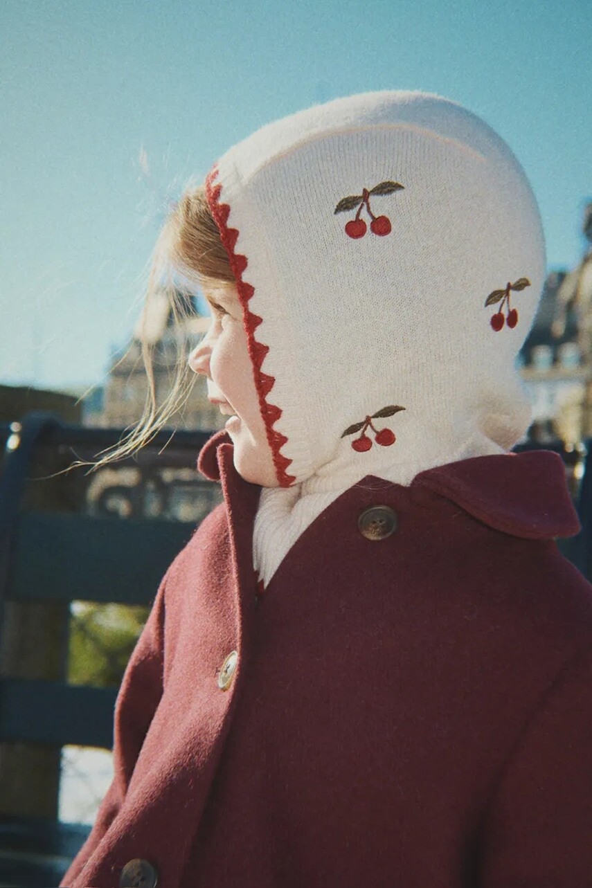 Detská vlnená kukla Konges Sløjd COLLETTE BALACLAVA béžová farba, KS104269