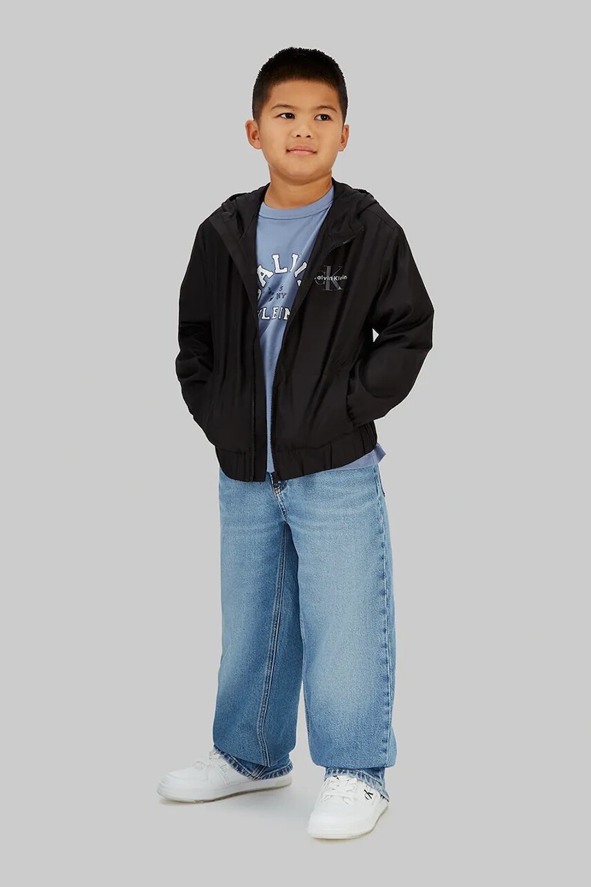 Detská bunda Calvin Klein Jeans čierna farba, IB0IB02639