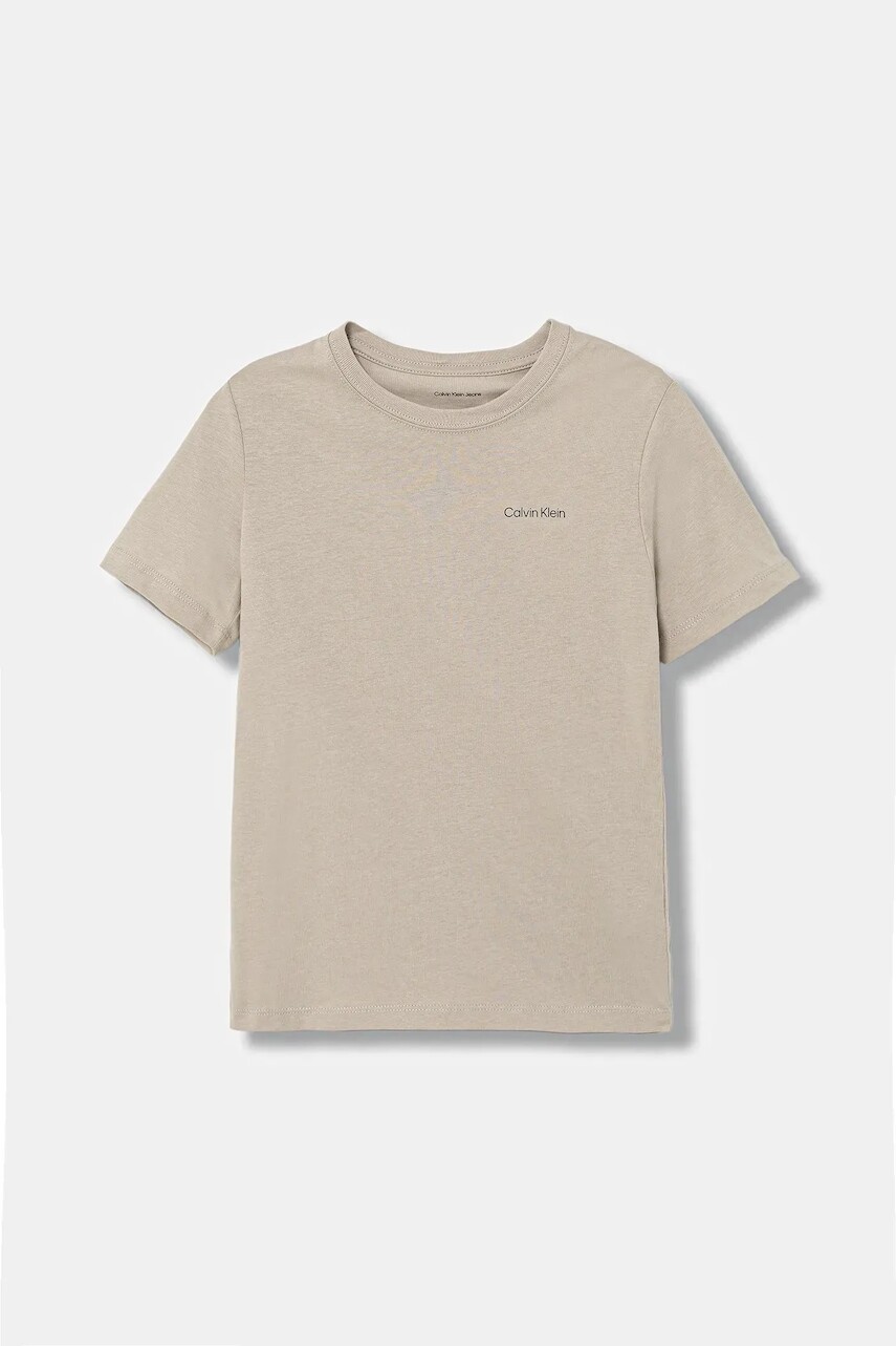 Detské bavlnené tričko Calvin Klein Jeans šedá farba, jednofarebné, IU0IU00683