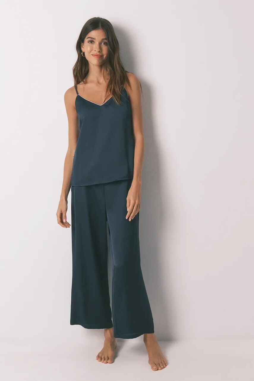 Pyžamo women'secret dámske, tmavomodrá farba, saténové, 2542472