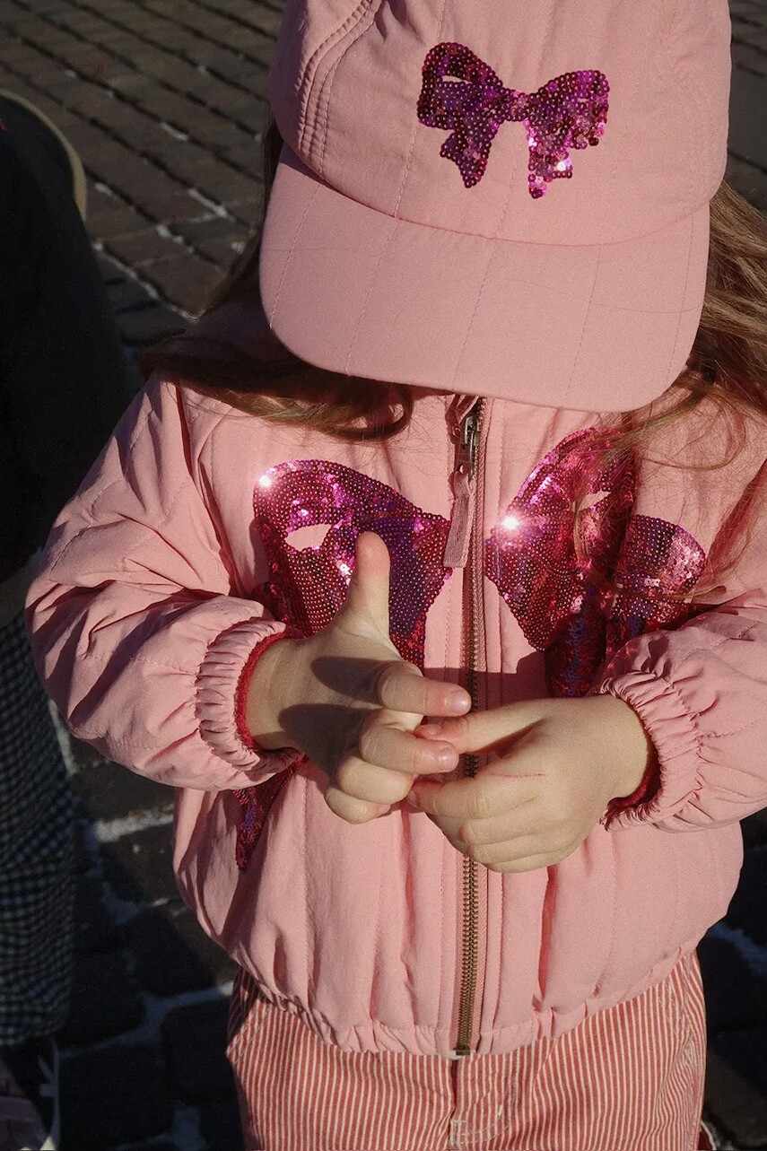 Detská baseballová čiapka Konges Sløjd JUNO SEQUIN CAP ružová farba biela, KS104319