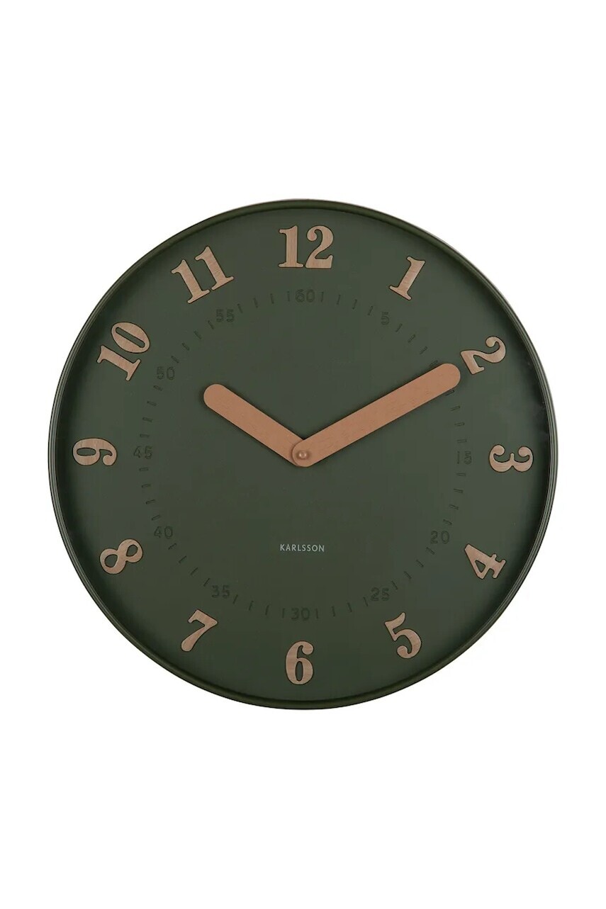 Nástenné hodiny Karlsson Amena 40 cm zelená farba