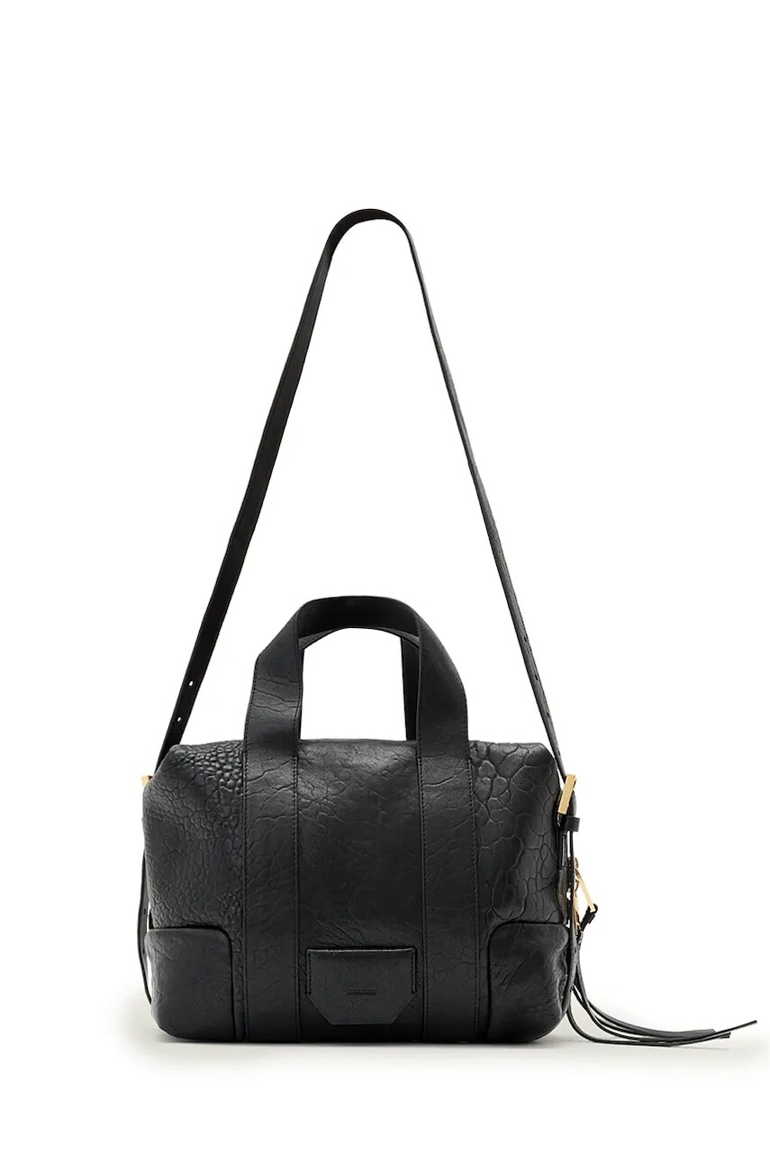 Kožená kabelka AllSaints čierna farba, W509XD