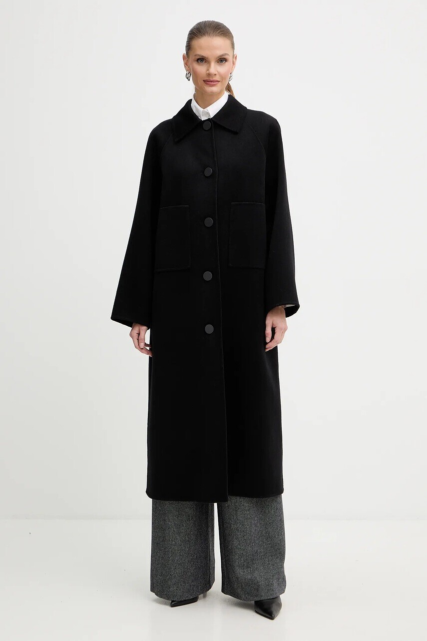 Kabát s prímesou vlny Armani Exchange čierna farba, XW001234 AF16216