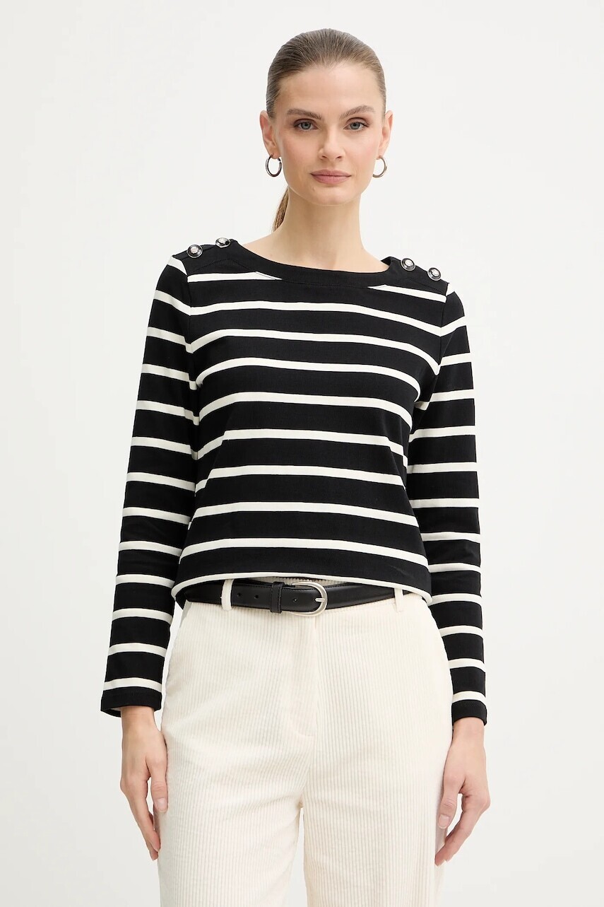 Bavlnené tričko s dlhým rukávom Morgan čierna farba, TBATO