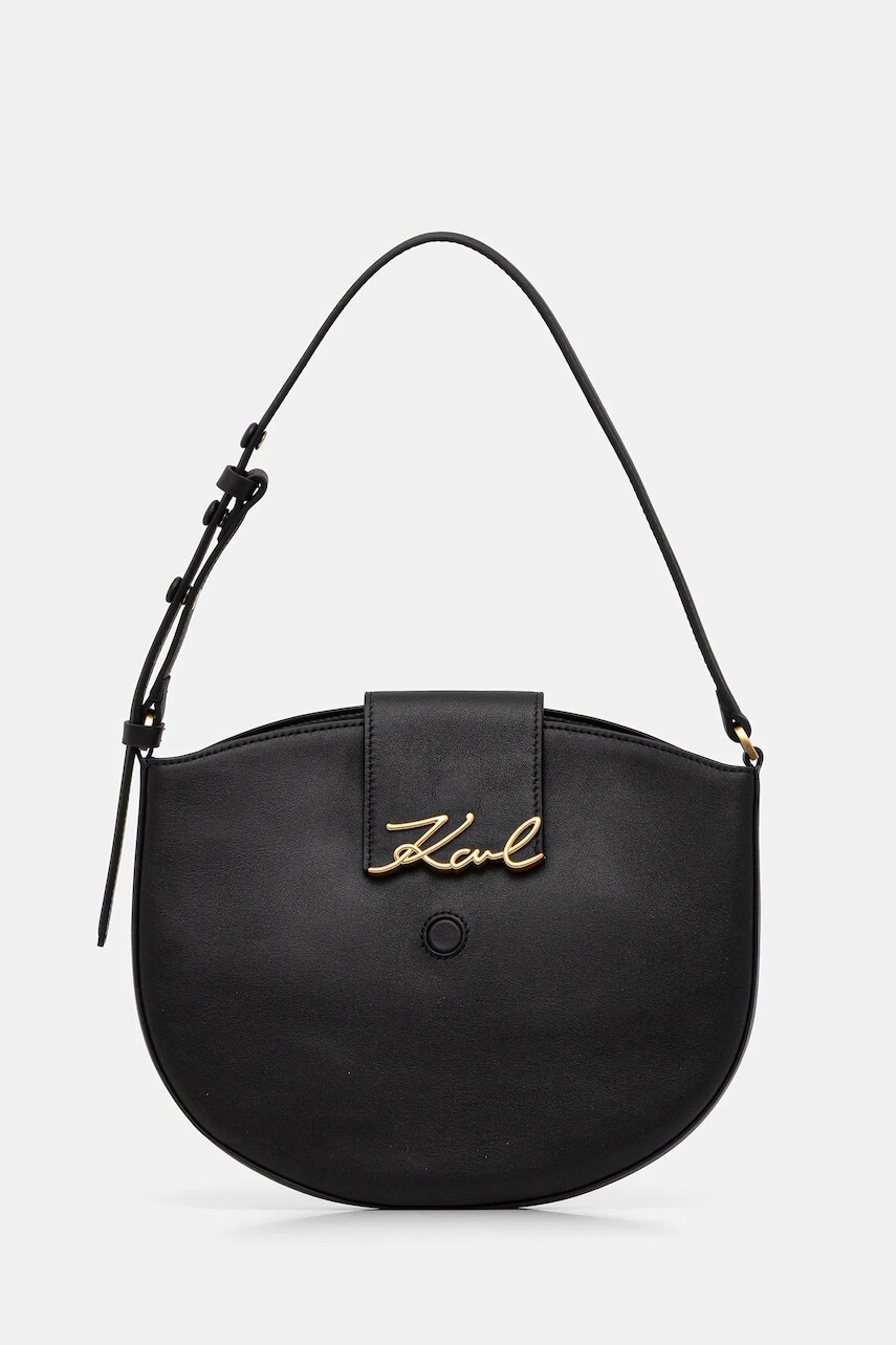 Kožená kabelka Karl Lagerfeld K/SIGNATURE čierna farba, B1W30059