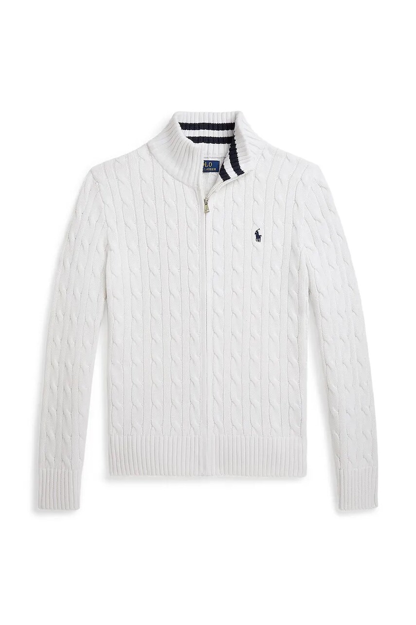 Detský bavlnený kardigan Polo Ralph Lauren biela farba, 323A95566002