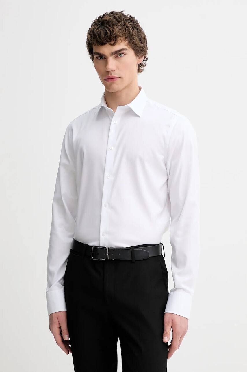 Košeľa Calvin Klein biela farba, slim, s klasickým golierom, LV019EU028