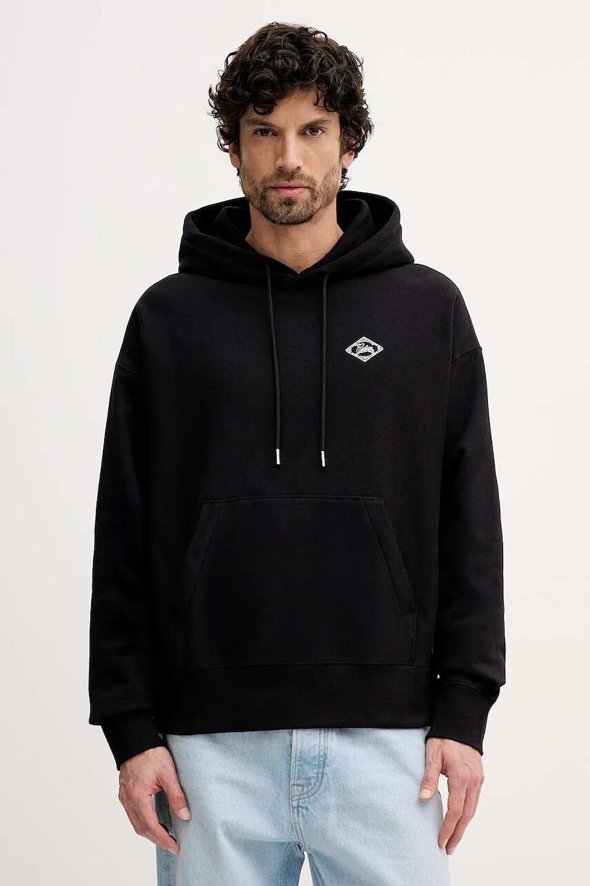 Mikina Calvin Klein Jeans čierna farba, s kapucňou, s nášivkou, LV14RE202G