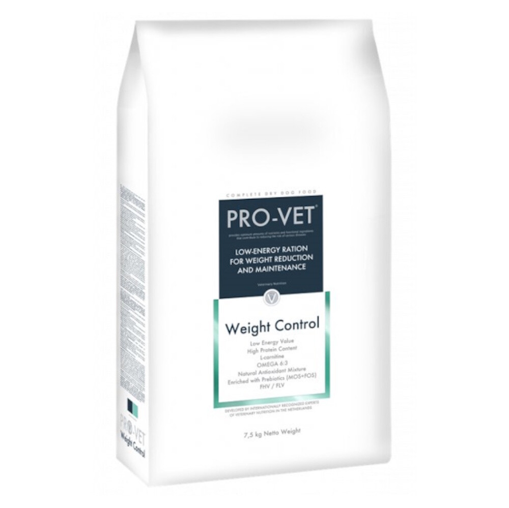 PRO-VET Weight control granule pre psov na zníženie hmotnosti 1 ks, Hmotnosť balenia (g): 7,5 kg