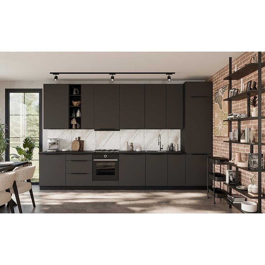 Kuchynská linka Aria GR/BL 390 cm bez kuchynskej dosky